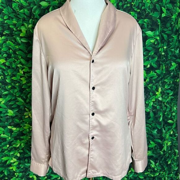 ASOS pink blush pajama satin style top size L - Picture 3 of 12